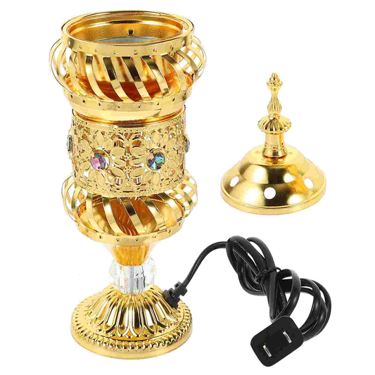 Antique Arabic Incense Burner Meditation Yoga Spa Room Decor, Pot Metal Candlestick for Yoga